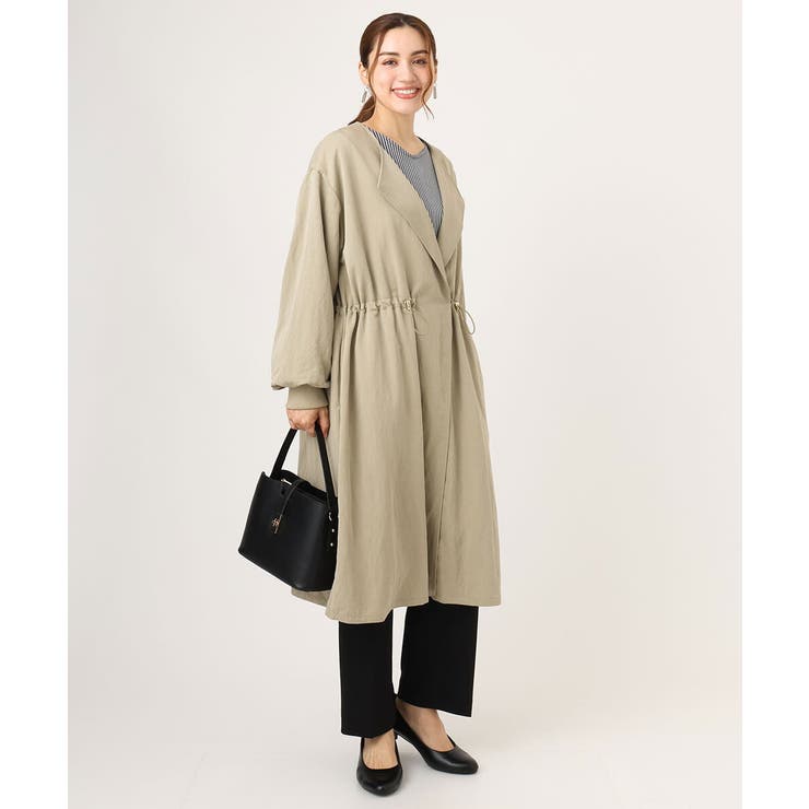 【大きいサイズ】ノーカラーロングコート | eur3 | 詳細画像6 