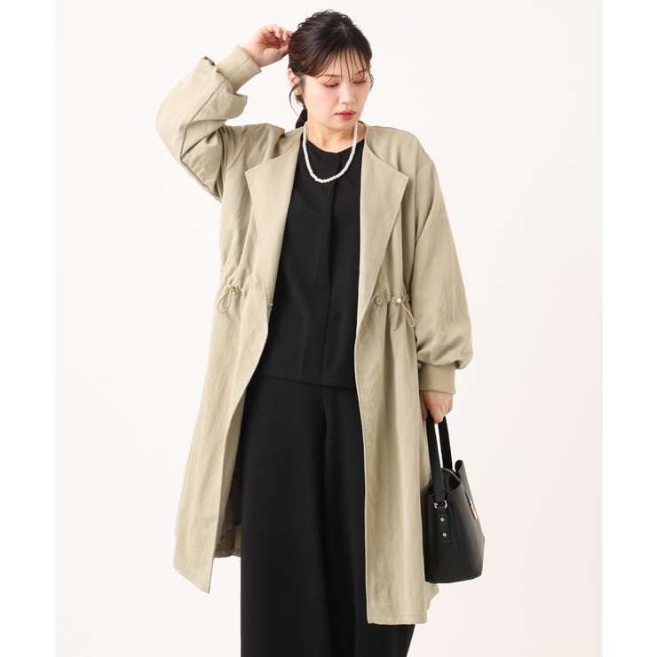 【大きいサイズ】ノーカラーロングコート | eur3 | 詳細画像7 