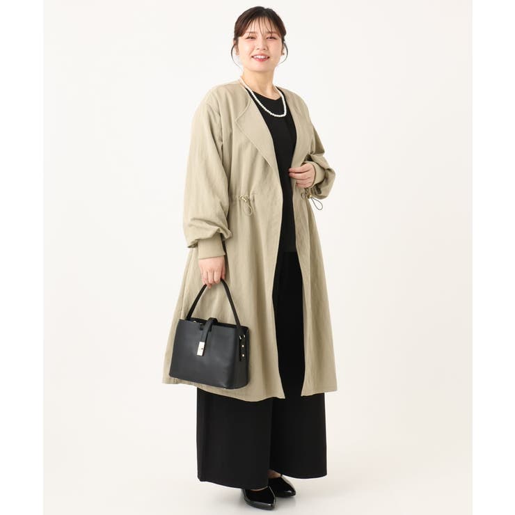 【大きいサイズ】ノーカラーロングコート | eur3 | 詳細画像9 