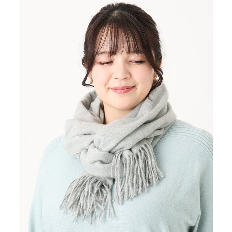 ライトグレー(91) | 【洗える】フリンジプレーンストール | eur3