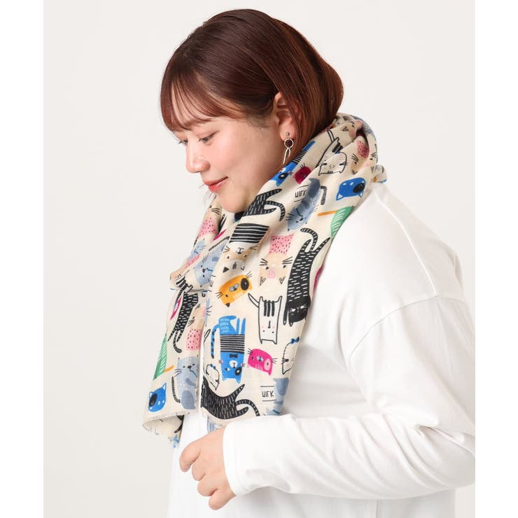 猫モチーフ大判ストール | eur3 | 詳細画像7 