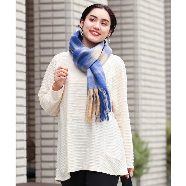 ブルー(55) | チェック柄マフラー | eur3