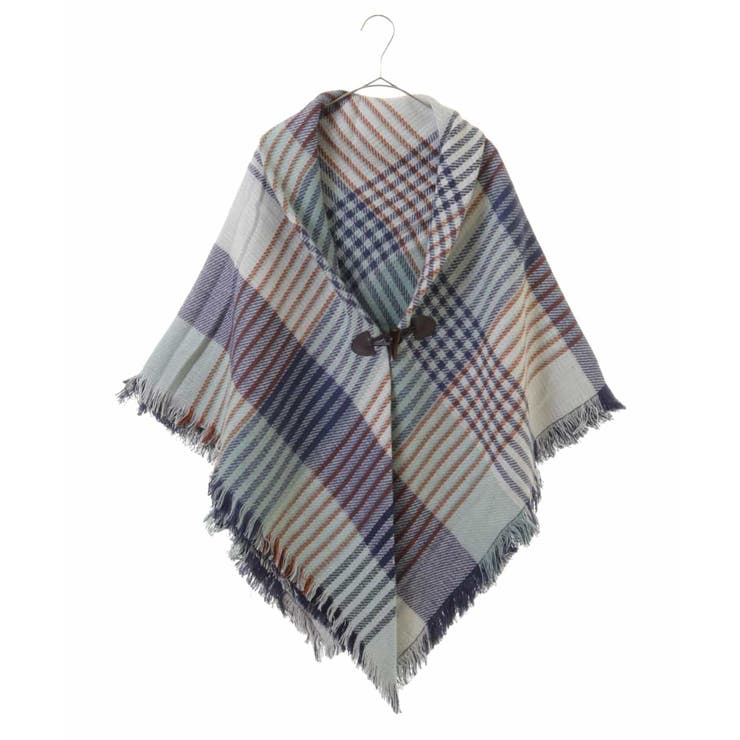 【2WAY/洗える】トグル付きチェック柄大判ストール | eur3 | 詳細画像1 