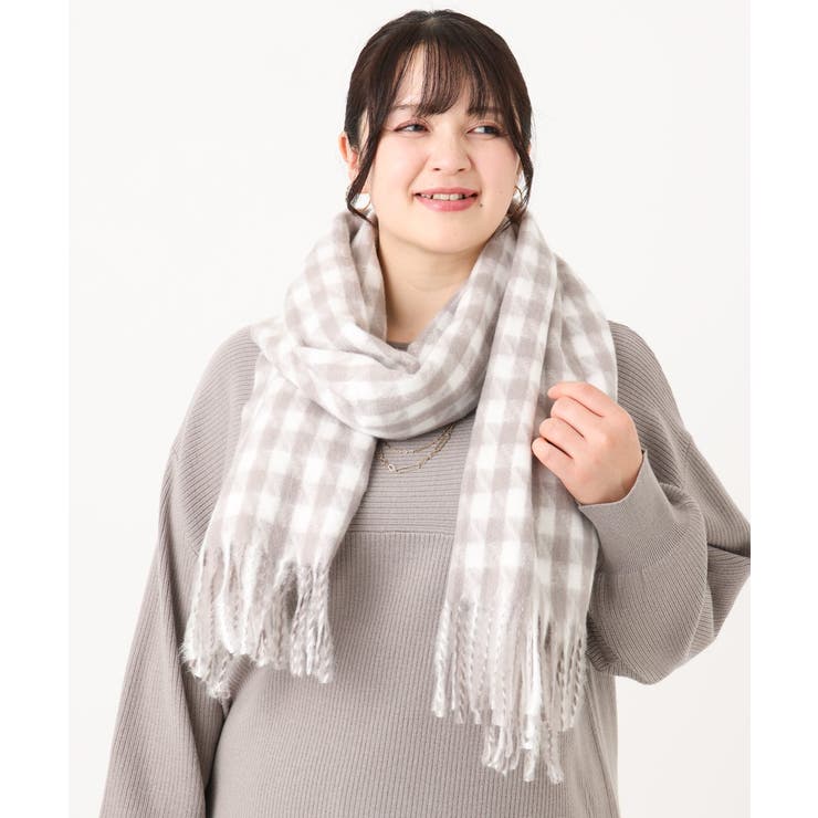 【洗える】モノトーンカラーチェック柄ストール | eur3 | 詳細画像1 