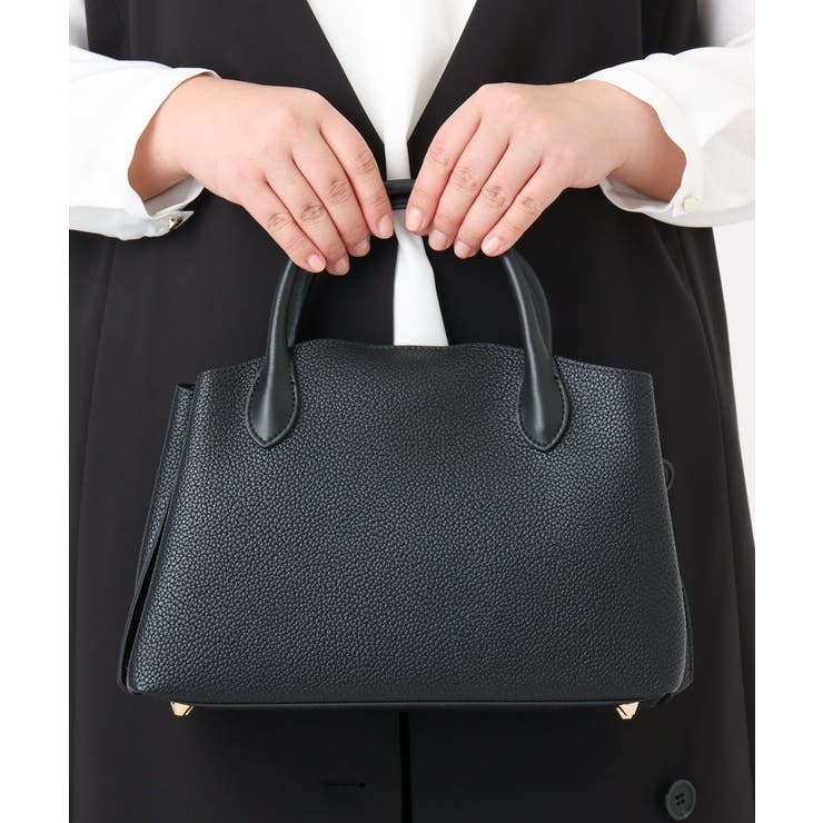 ブラック | 【2WAY】レザー調コンパクトトートバッグ | eur3