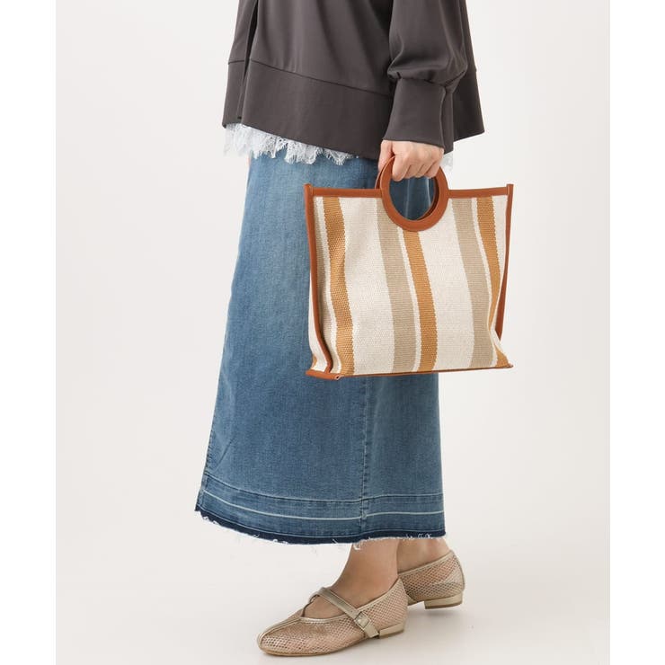 【2WAY】ストライプパイピングスクエアトートバッグ | eur3 | 詳細画像2 