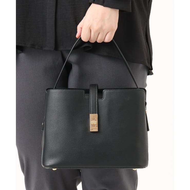 ブラック | フェイクレザーワンハンドルスクエアバッグ | eur3