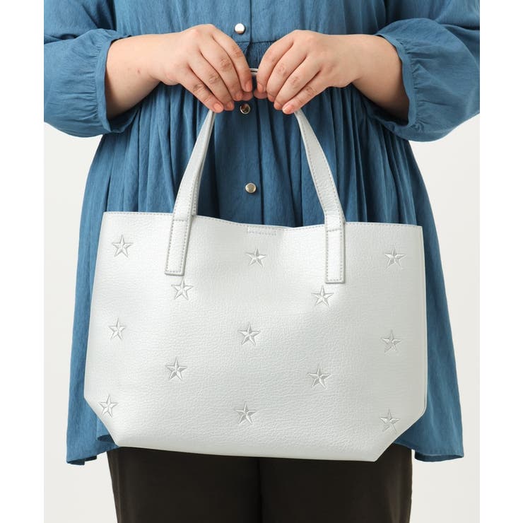 シルバー | スター刺繍トートバッグ | eur3