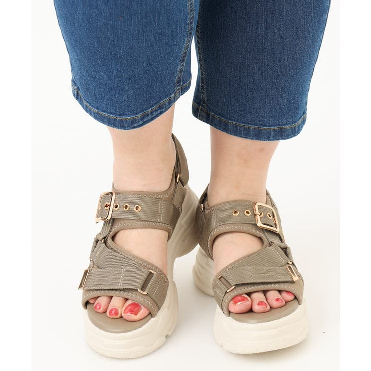 カーキ(36) | ベルトデザインボリュームサンダル | eur3