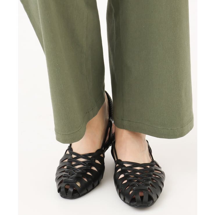 ブラック | カットワークレースアップパンプス | eur3