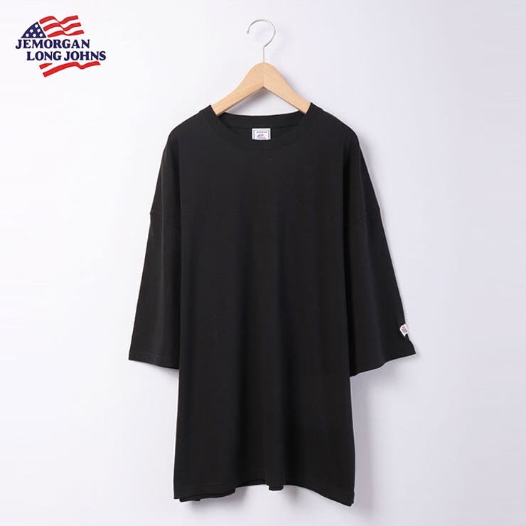 ブラック | 天竺クルーネック無地袖ワッペン半袖Tシャツ | JEMORGAN