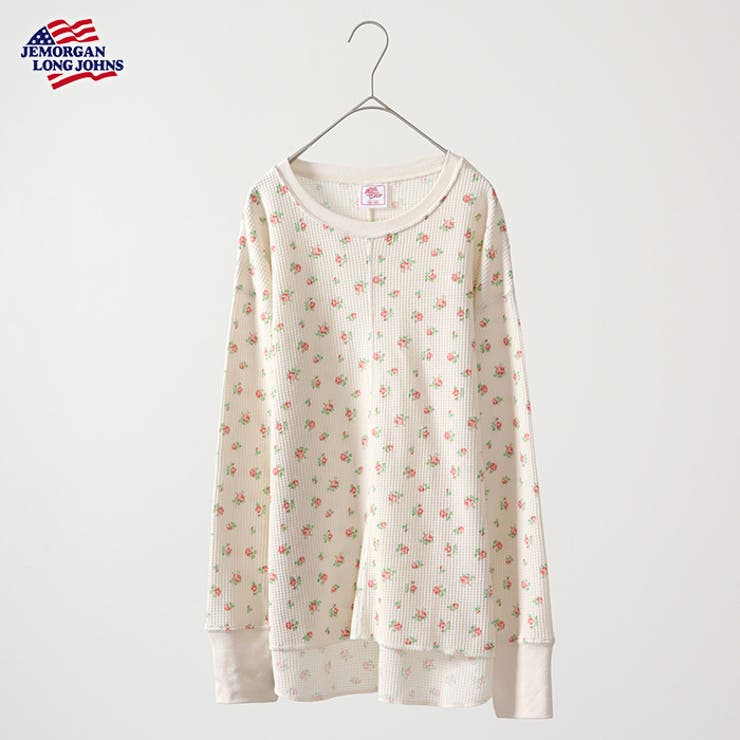 ピンク | ワッフル花柄センター切替長袖Tシャツ | JEMORGAN