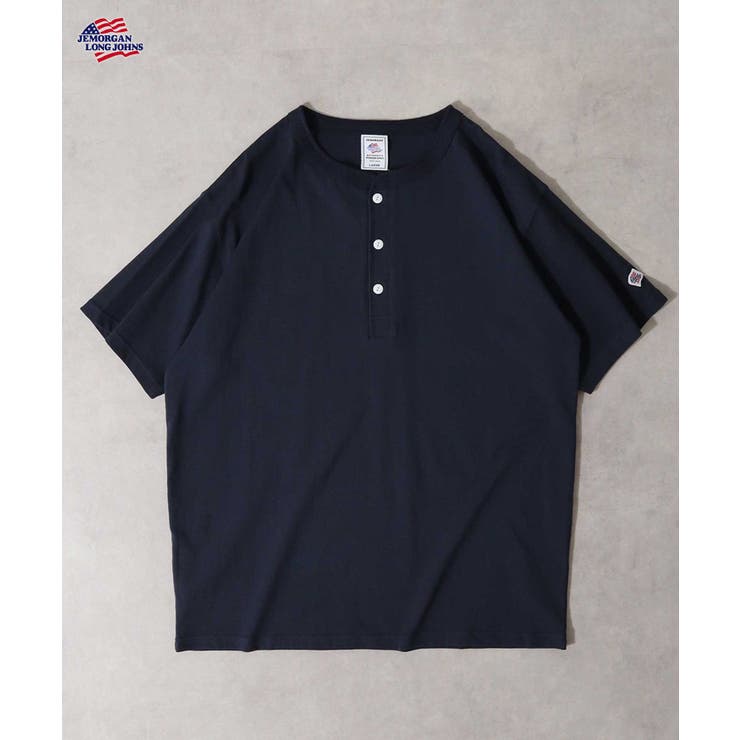 ネイビー | 天竺半袖ヘンリーネックTシャツ | JEMORGAN