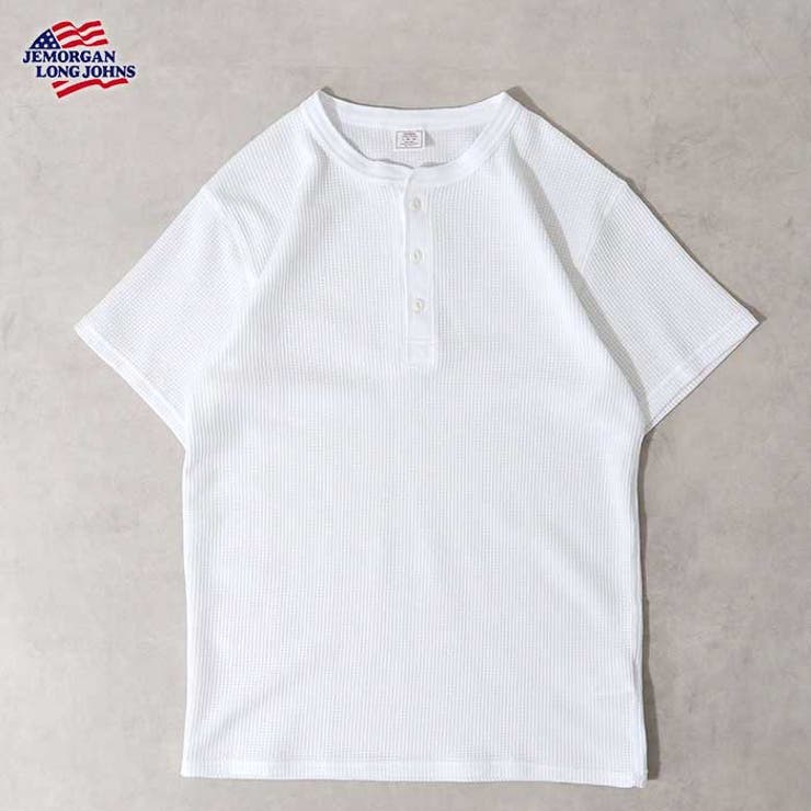ホワイト | ワッフル半袖ヘンリーネックTシャツ | JEMORGAN