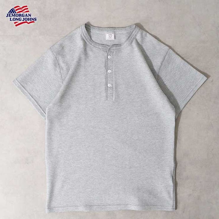 杢グレー | ワッフル半袖ヘンリーネックTシャツ | JEMORGAN