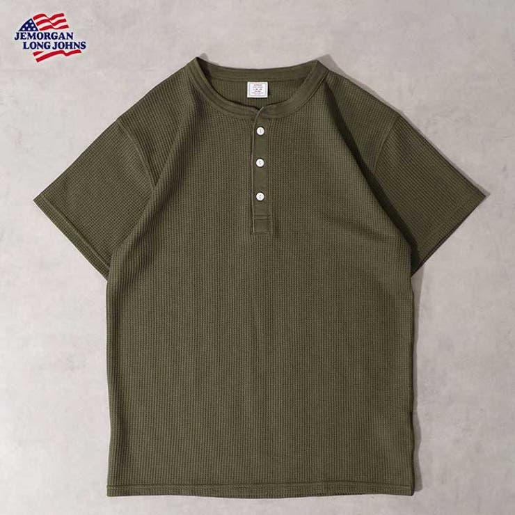 カーキ | ワッフル半袖ヘンリーネックTシャツ | JEMORGAN