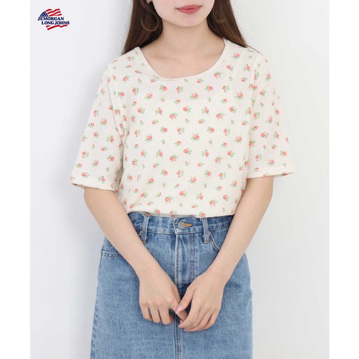 ワッフル花柄ハーフスリーブTシャツ | JEMORGAN | 詳細画像4 