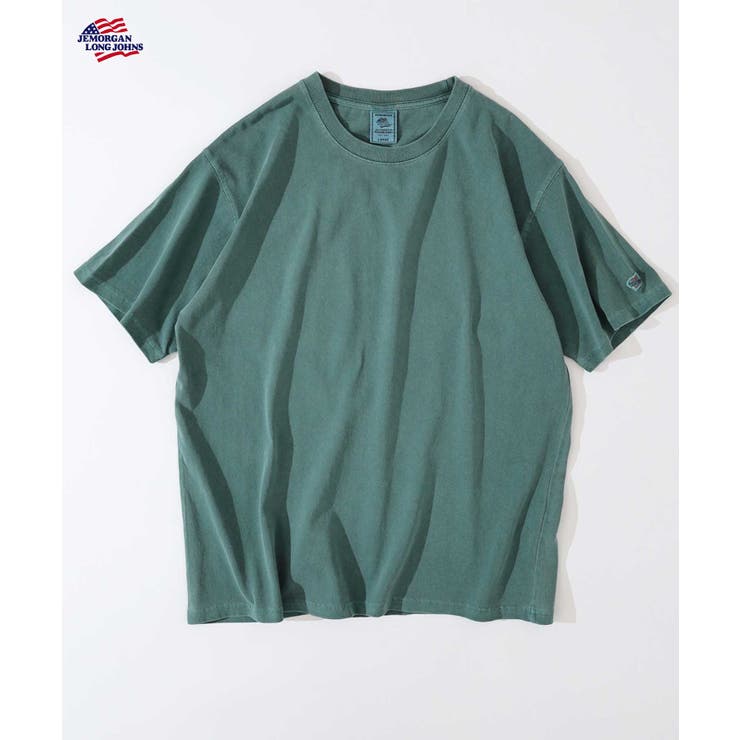 グリーン | 天竺ピグメント加工半袖クルーネックTシャツ | JEMORGAN