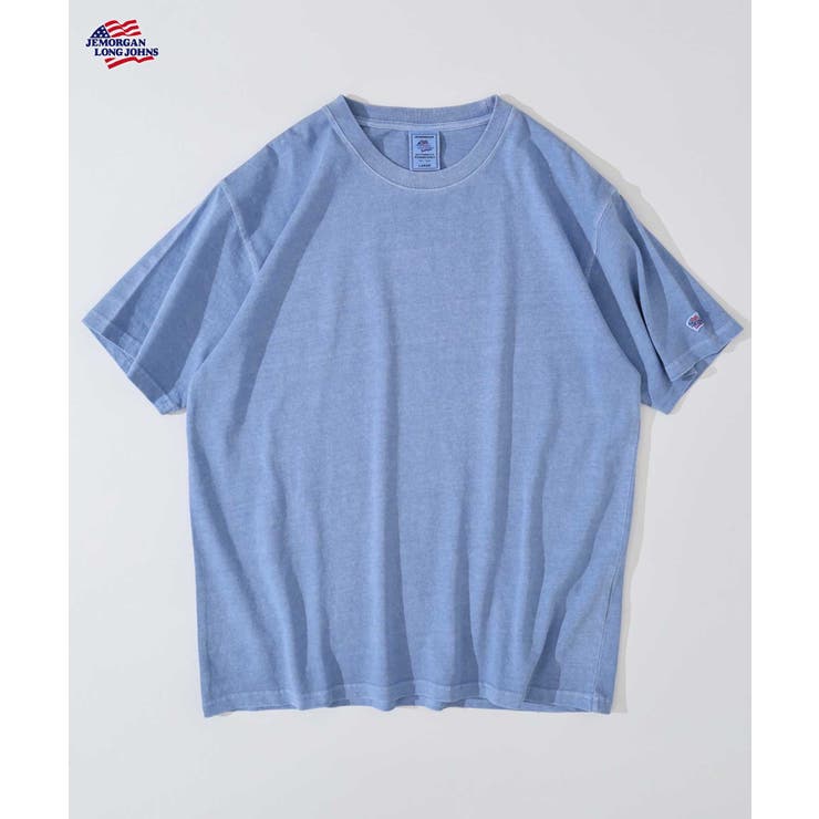 サックス | 天竺ピグメント加工半袖クルーネックTシャツ | JEMORGAN