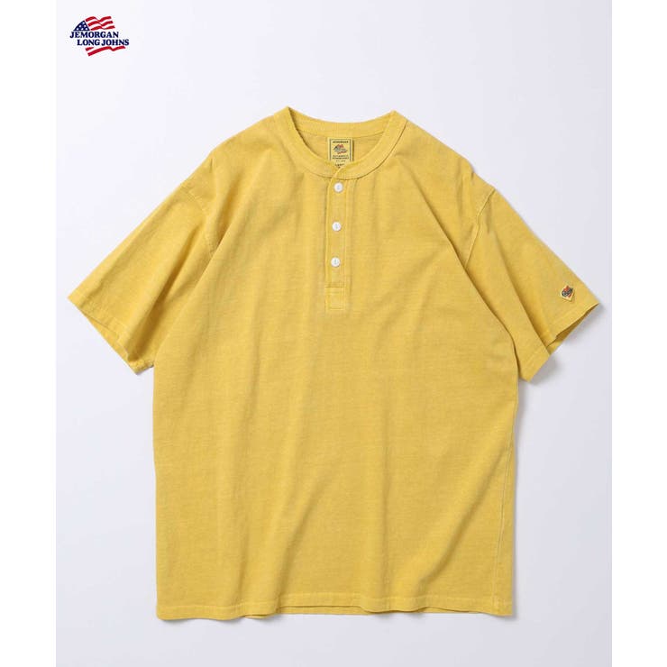 イエロー | 天竺ピグメント加工半袖ヘンリーネックTシャツ | JEMORGAN