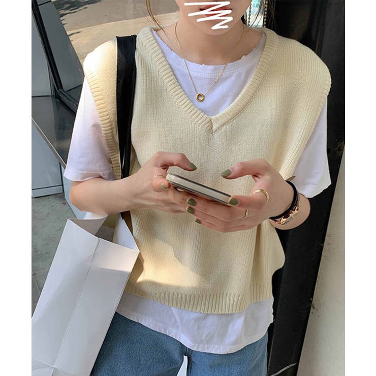 ルーズショートニットベスト | Jewelobe | 詳細画像1 
