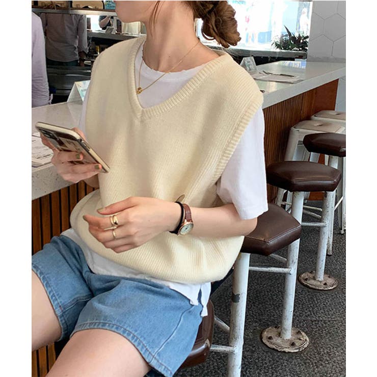 ルーズショートニットベスト | Jewelobe | 詳細画像4 
