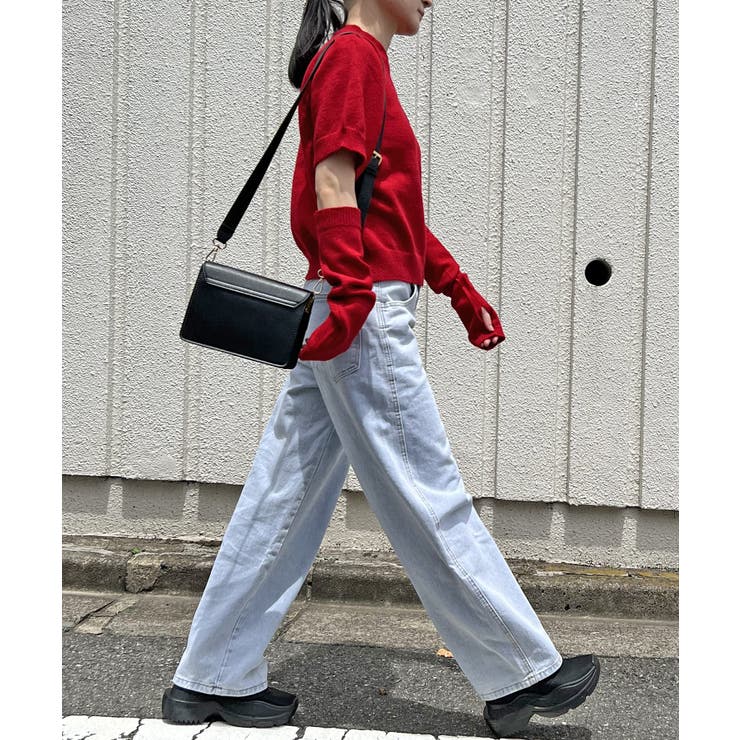 アームウォーマー付きクルーネック半袖ニットトップス | Jewelobe | 詳細画像12 