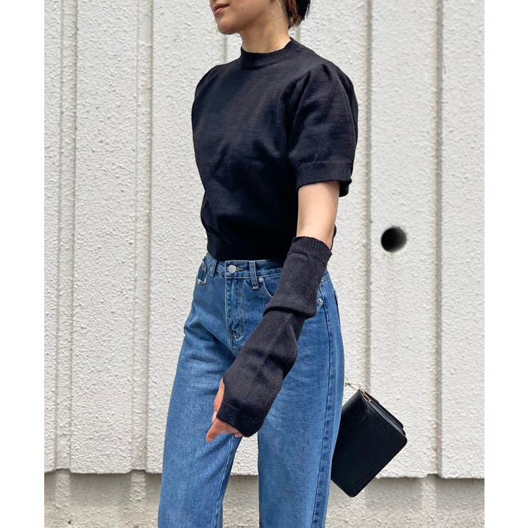 アームウォーマー付きクルーネック半袖ニットトップス | Jewelobe | 詳細画像16 