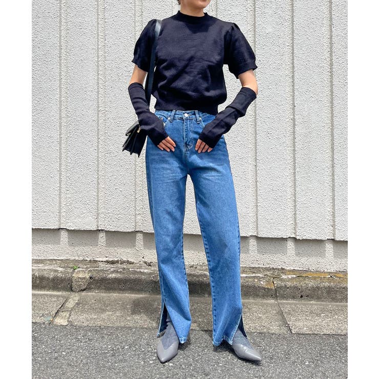 アームウォーマー付きクルーネック半袖ニットトップス | Jewelobe | 詳細画像18 