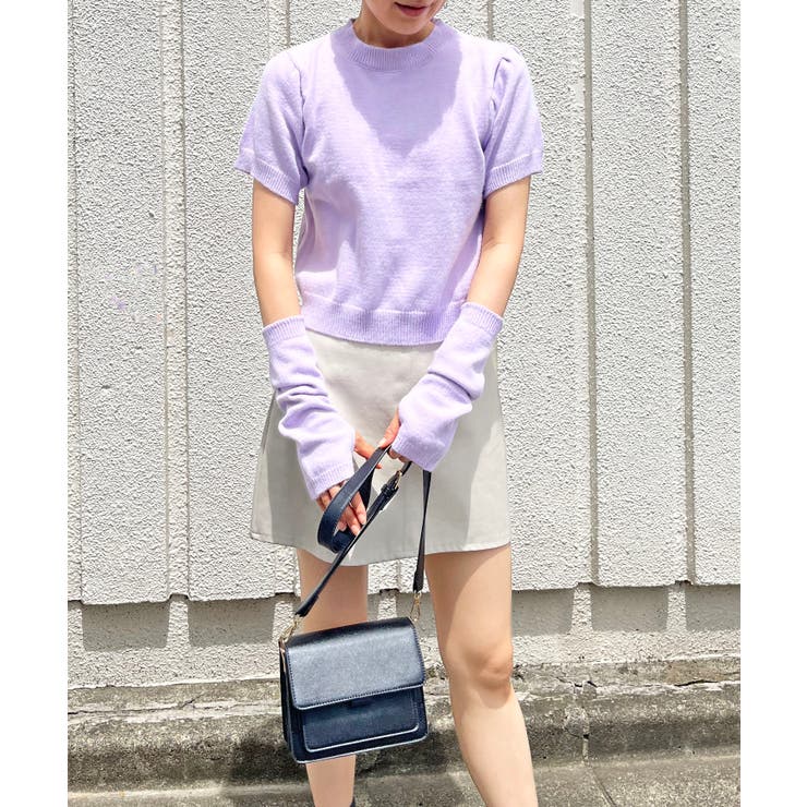 アームウォーマー付きクルーネック半袖ニットトップス | Jewelobe | 詳細画像4 