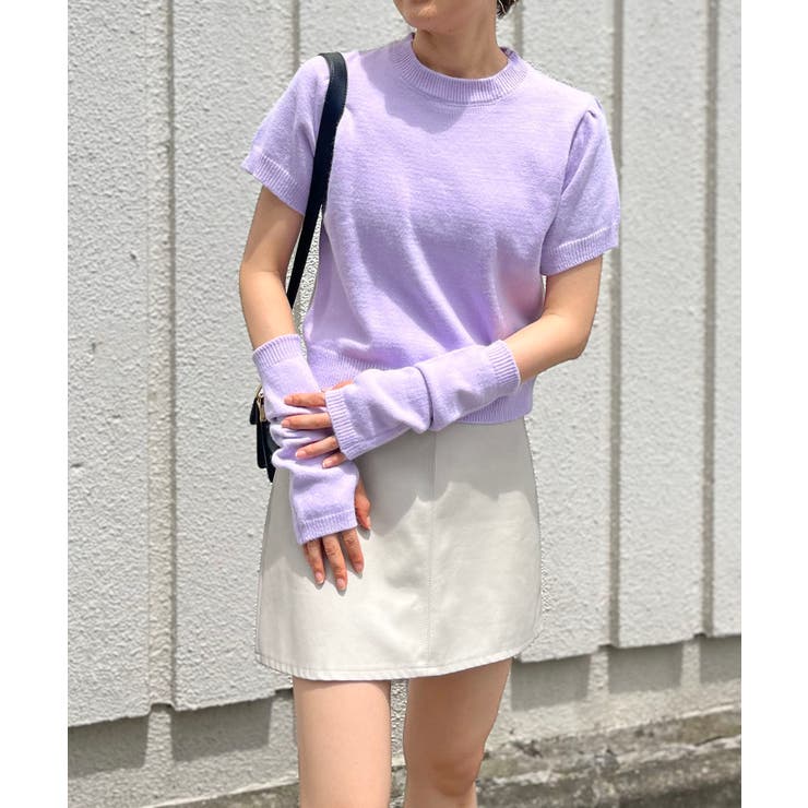 アームウォーマー付きクルーネック半袖ニットトップス | Jewelobe | 詳細画像6 