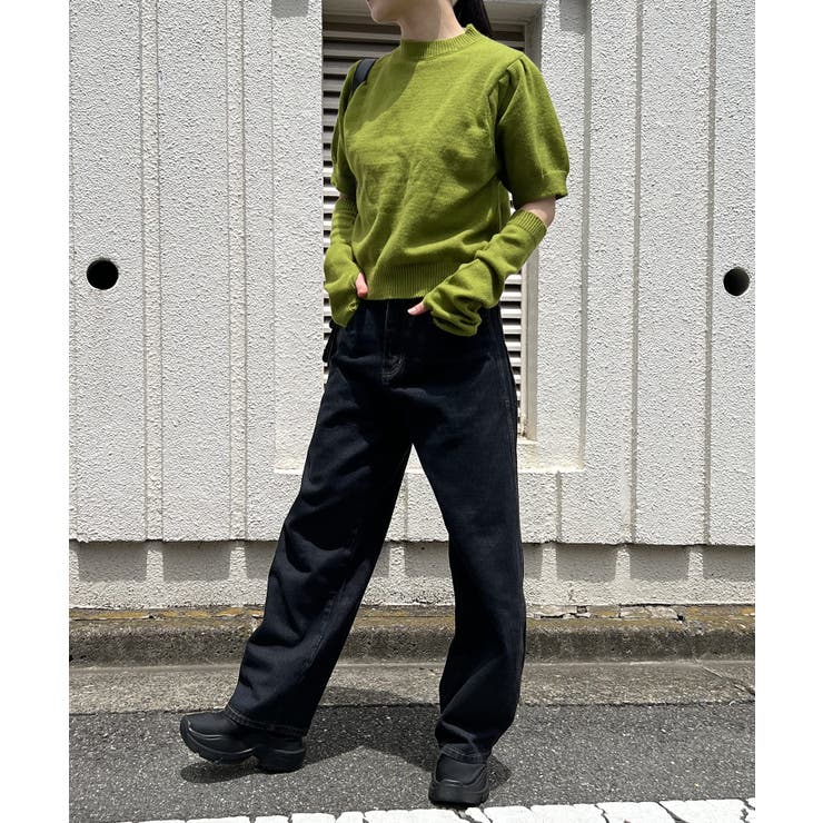 アームウォーマー付きクルーネック半袖ニットトップス | Jewelobe | 詳細画像8 