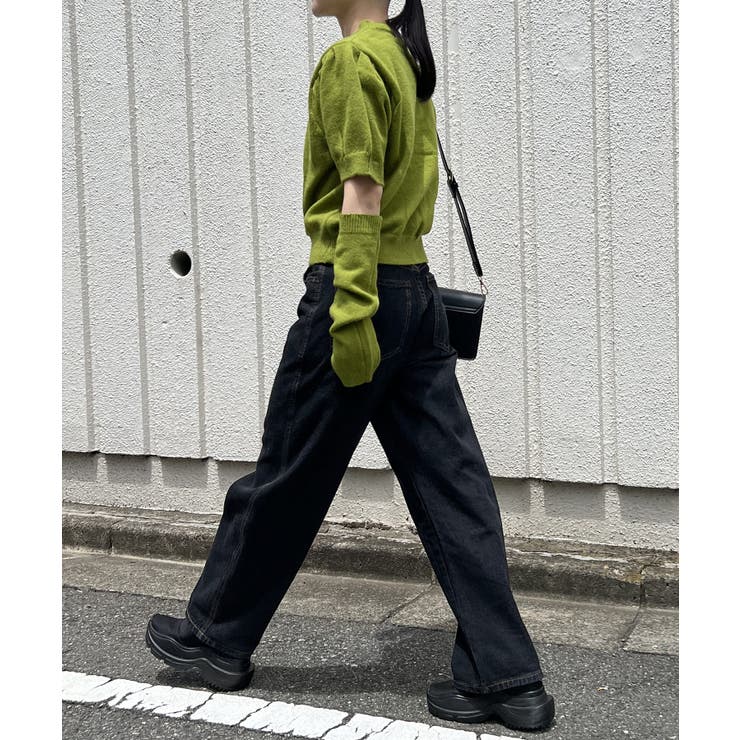 アームウォーマー付きクルーネック半袖ニットトップス | Jewelobe | 詳細画像9 