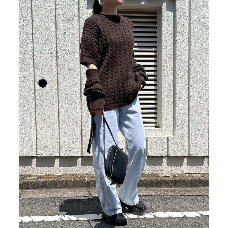 アームウォーマー付きケーブル半袖プルオーバー | Jewelobe | 詳細画像14 