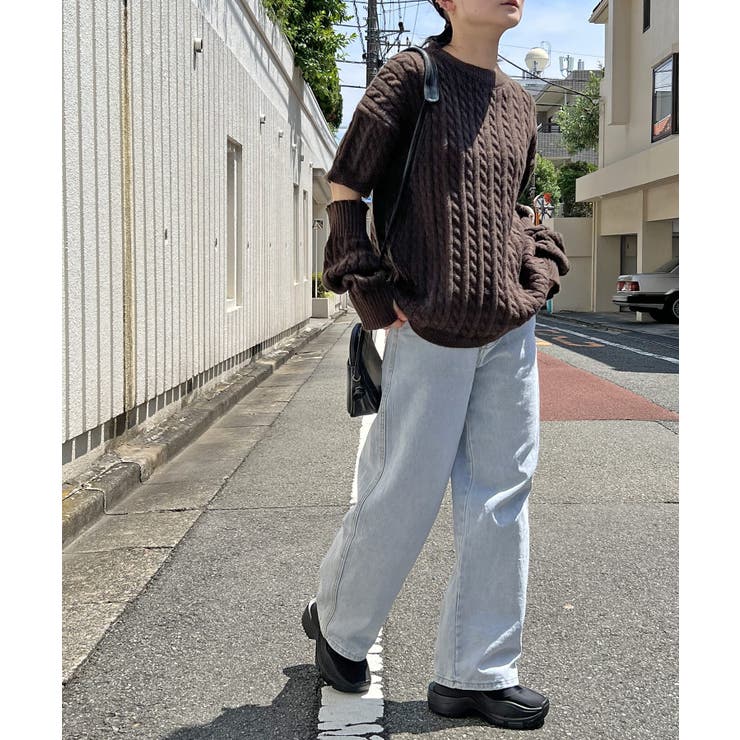 アームウォーマー付きケーブル半袖プルオーバー | Jewelobe | 詳細画像16 