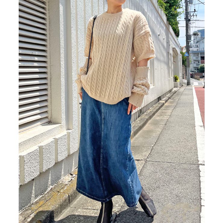 アームウォーマー付きケーブル半袖プルオーバー | Jewelobe | 詳細画像5 