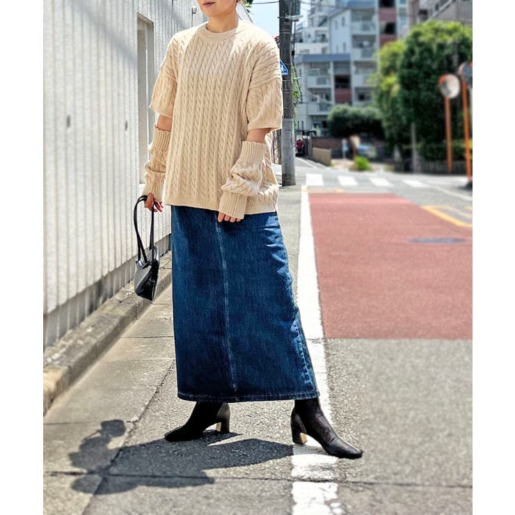 アームウォーマー付きケーブル半袖プルオーバー | Jewelobe | 詳細画像6 