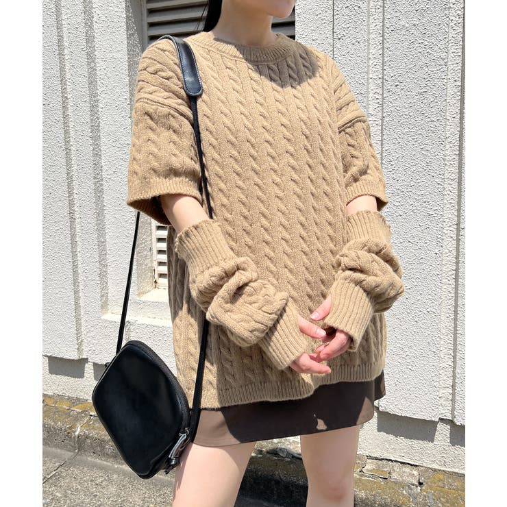 アームウォーマー付きケーブル半袖プルオーバー | Jewelobe | 詳細画像7 