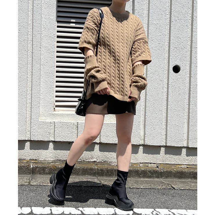 アームウォーマー付きケーブル半袖プルオーバー | Jewelobe | 詳細画像8 