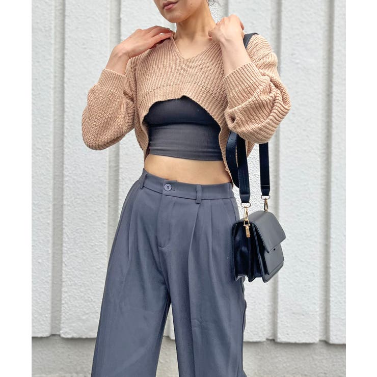 ベージュ | ポロカラーUネック変形ショートプルオーバー | Jewelobe