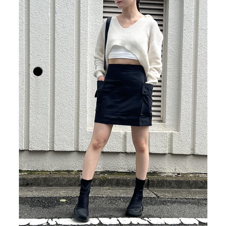 アイボリー | ポロカラーUネック変形ショートプルオーバー | Jewelobe