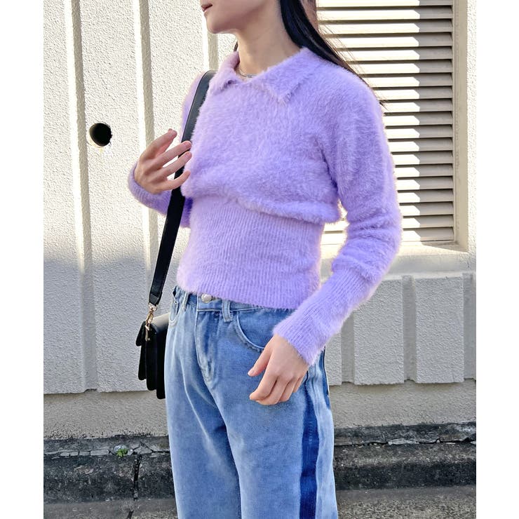 衿付きシャギーニットプルオーバー | Jewelobe | 詳細画像18 