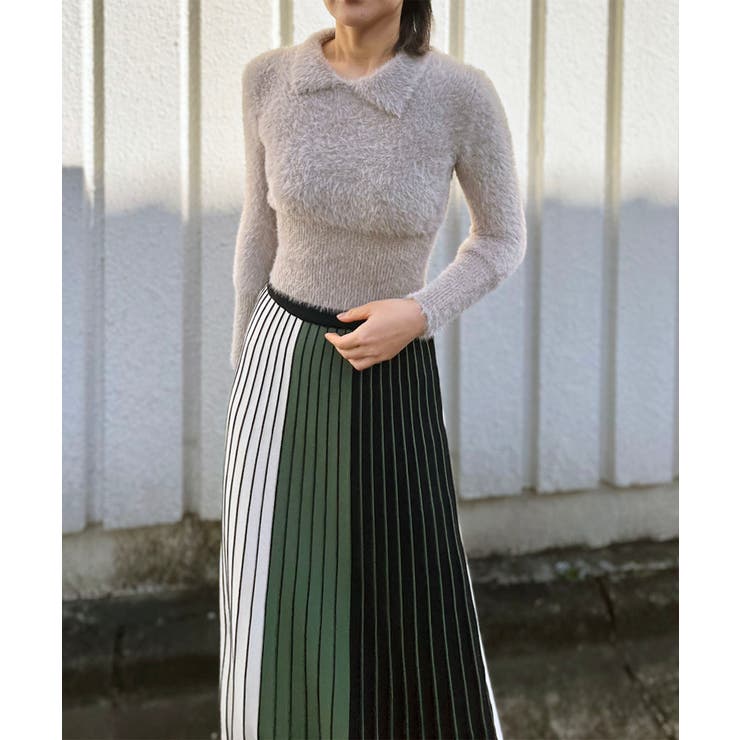 ベージュ | 衿付きシャギーニットプルオーバー | Jewelobe