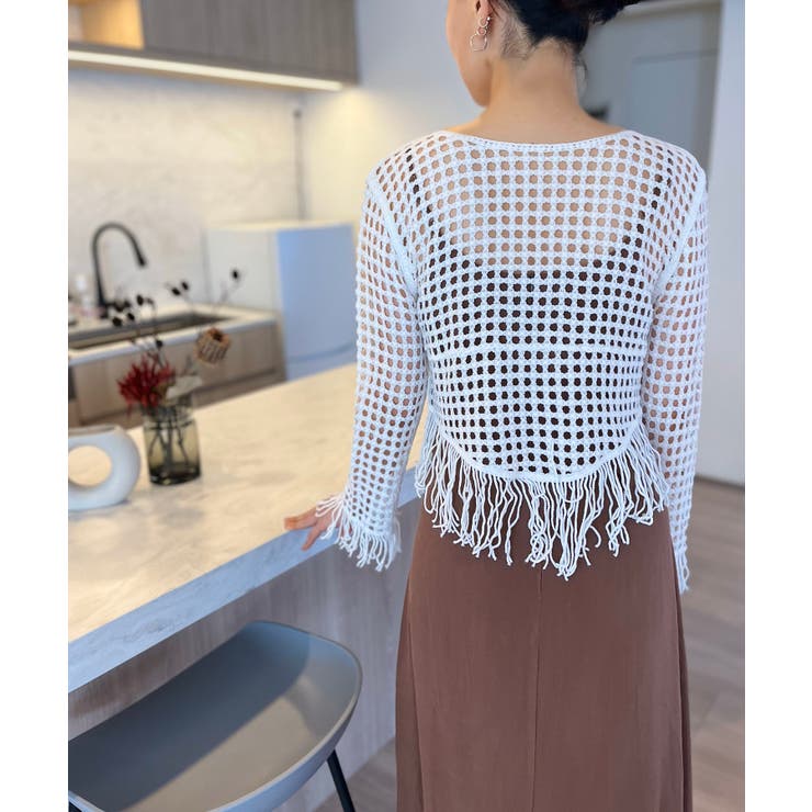 フリンジメッシュトップス | Jewelobe | 詳細画像1 