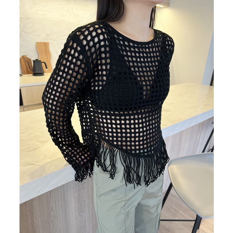 フリンジメッシュトップス | Jewelobe | 詳細画像10 