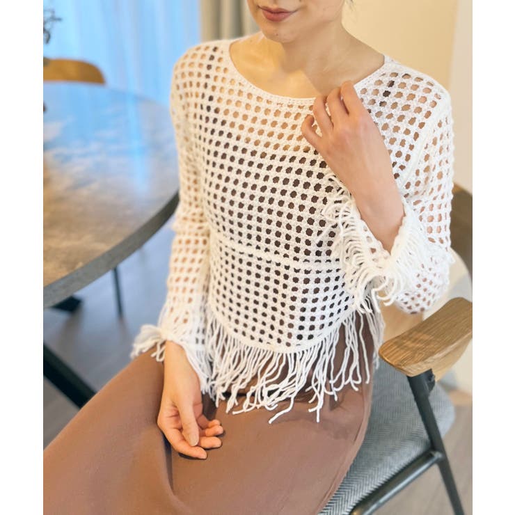 フリンジメッシュトップス | Jewelobe | 詳細画像6 