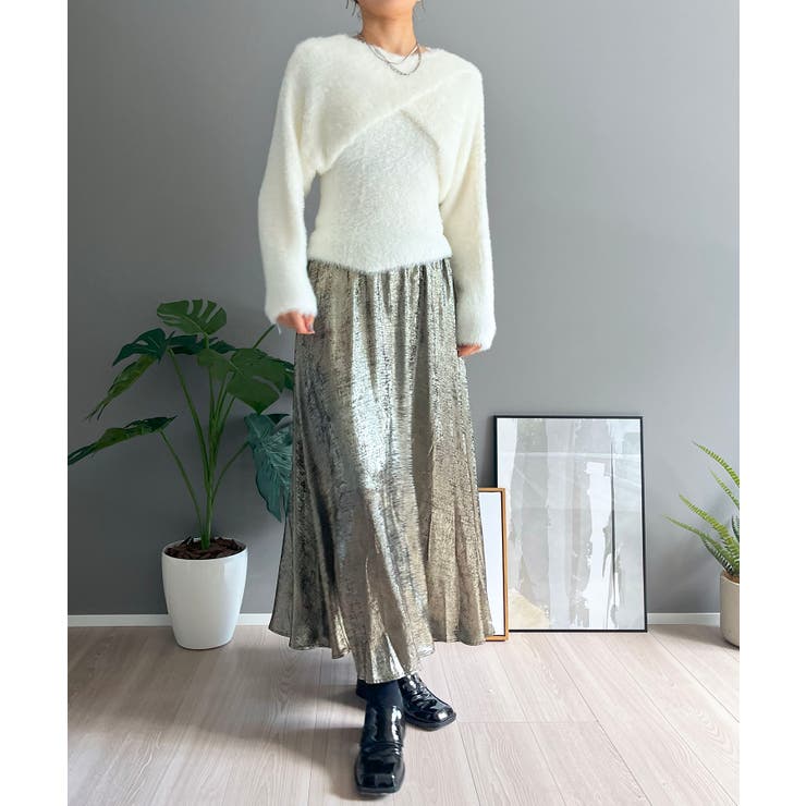 シャギーニットカシュクールボレロ＆イレヘムキャミソールアンサンブル | Jewelobe | 詳細画像10 