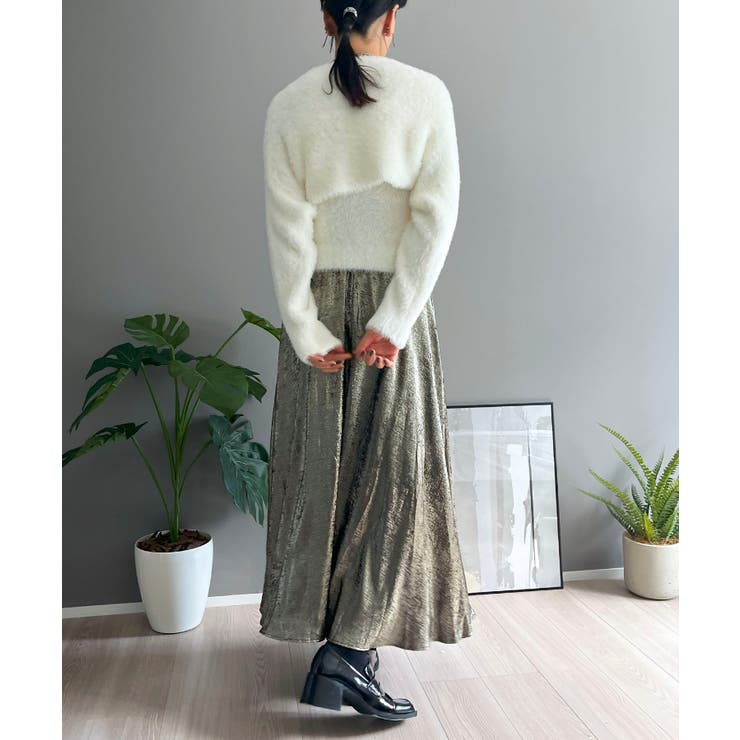 シャギーニットカシュクールボレロ＆イレヘムキャミソールアンサンブル | Jewelobe | 詳細画像11 