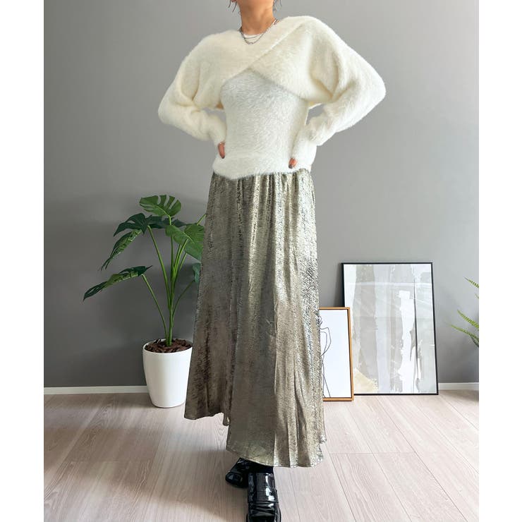 シャギーニットカシュクールボレロ＆イレヘムキャミソールアンサンブル | Jewelobe | 詳細画像14 