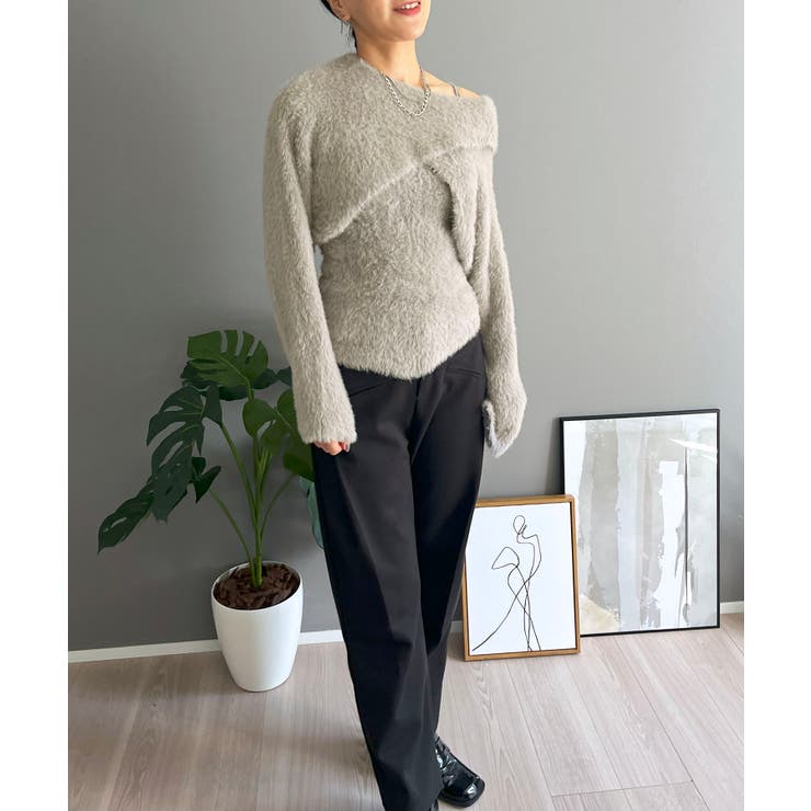 シャギーニットカシュクールボレロ＆イレヘムキャミソールアンサンブル | Jewelobe | 詳細画像23 